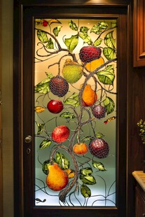 水果主题彩色玻璃装饰门