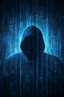 神秘黑客剪影与数字背景