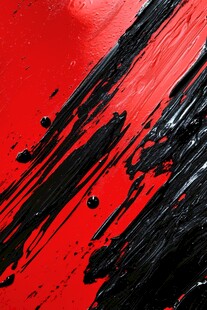 红底黑墨抽象艺术纹理