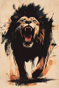 咆哮雄狮的野性力量