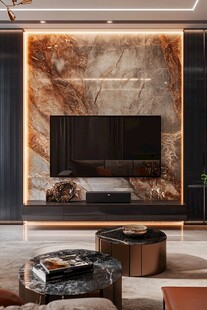 现代轻奢风客厅电视背景墙