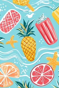 夏日水果冰品清新图案