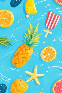 夏日清凉水果海洋元素插画