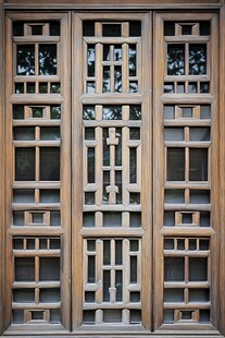 复古木质雕花窗棂