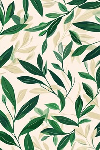 清新绿叶植物无缝背景图