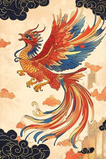 中式凤凰图 祥瑞飞舞