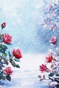 雪中绽放的娇艳红玫瑰