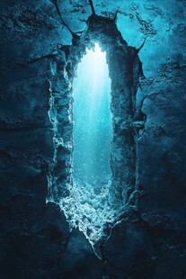神秘洞穴中的幽蓝光芒