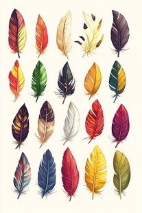 多彩手绘羽毛素材集合