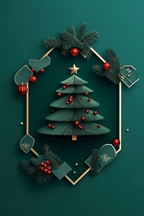 绿色系圣诞装饰创意构图