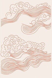 中式传统云纹线条装饰图案