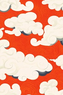 红色底祥云图案纹理