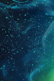 梦幻星空蓝绿渐变背景图