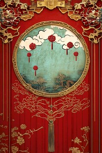 中式古典团扇艺术插画