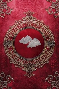 中式红底金纹云饰图案