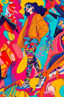 潮流女孩的炫彩街头风