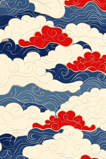 中式云纹海浪传统图案