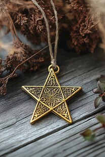 金色五角星吊坠饰品