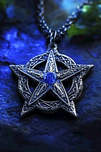 神秘五角星银质宝石项链