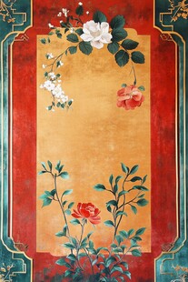 中式古典花卉壁画图案