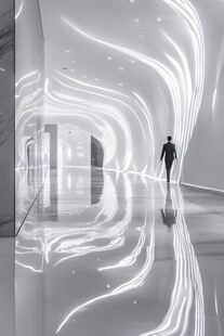 未来感光影走廊中的独行者