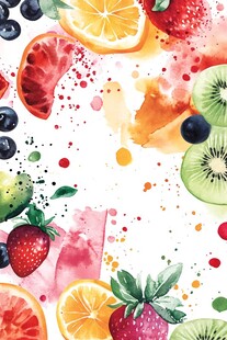 水彩缤纷水果图案背景