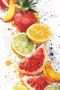 缤纷多彩水果水彩画