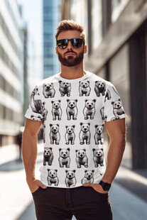 男士穿熊猫印花T恤