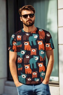 男士穿着萌趣小熊印花T恤