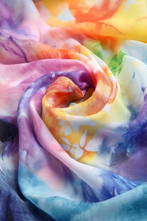 多彩梦幻丝巾特写