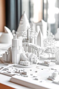 白色建筑模型展现城市景观