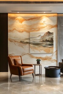 现代客厅 艺术墙饰与舒适座椅