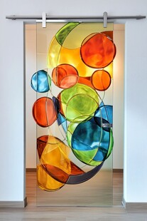 彩色玻璃艺术装饰移门