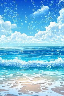 梦幻海滨气泡天空海洋图