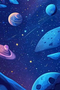 梦幻宇宙星球插画场景