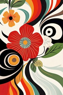 复古花卉抽象艺术图案