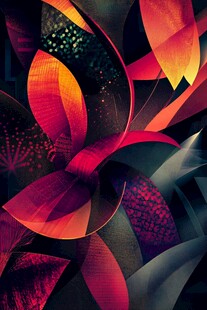 梦幻绚丽的抽象花卉图案