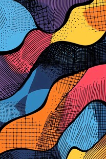 多彩波浪线条抽象图案