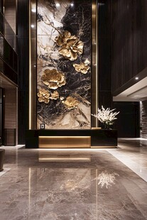 奢华中式大堂 金雕艺术背景