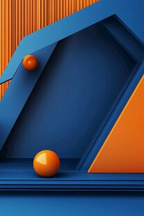 蓝橙几何空间中的球体