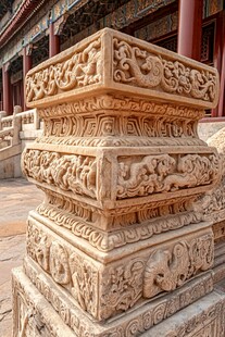 中式精美雕花石柱