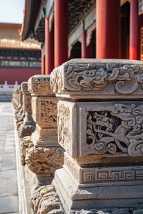 故宫精美石雕栏杆局部