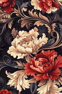 复古花卉锦缎图案设计
