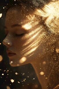 梦幻金粉下的唯美女性侧颜