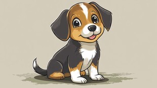 可爱卡通小狗坐立图