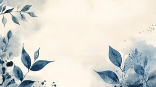 蓝叶水墨风背景图