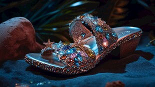 璀璨海星宝石高跟凉拖鞋