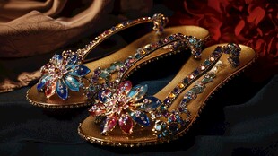璀璨宝石镶嵌华丽女凉鞋