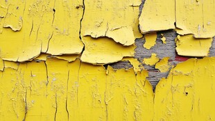 剥落的黄色旧漆墙面