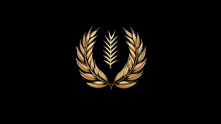 金色麦穗花环标志设计